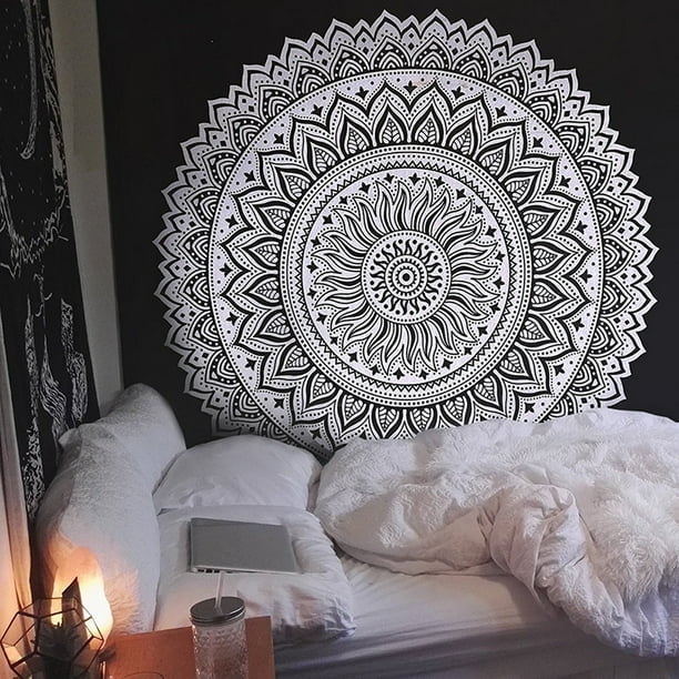 Details about / Black White Mandala Tapestry Indian Hippie Wall Hanging Bohemian Queen Bedspread